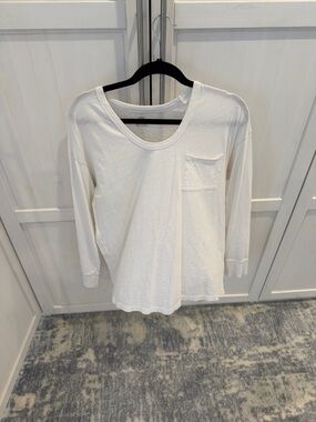 aerie White Long-Sleeve Pocket Tee